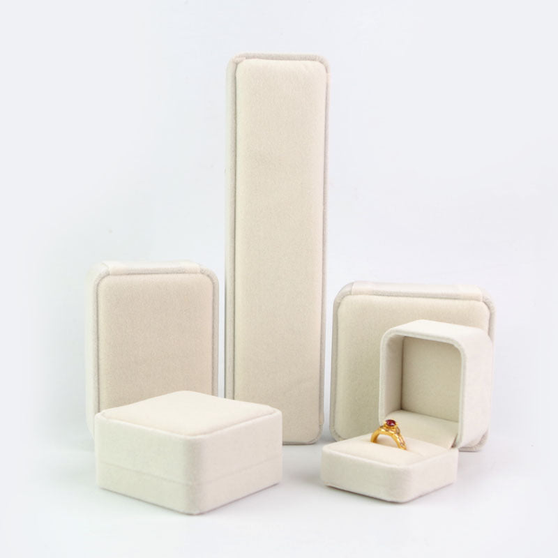 Flocking Cloth Rounded Gray Velvet Pendant Jewelry Box