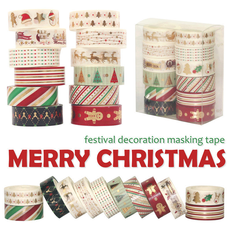 12-Piece Christmas Paper Tape Set – Festive Washi Rolls