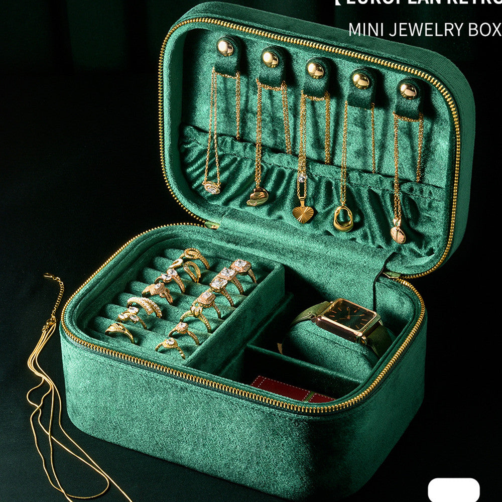 Double Layer Velvet Jewelry Box, Home Retro Multifunctional Large Capacity Jewelry Storage Box