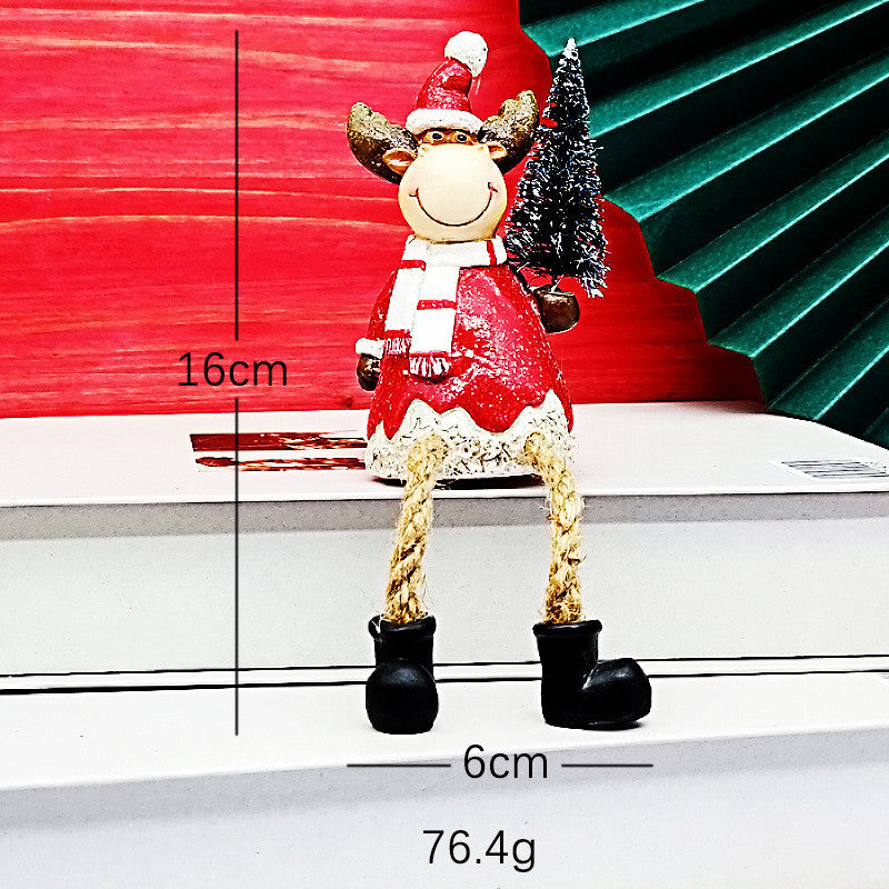 Festive Resin Sculpture Set – Christmas Lantern Snowman, Santa & Dog Ornaments