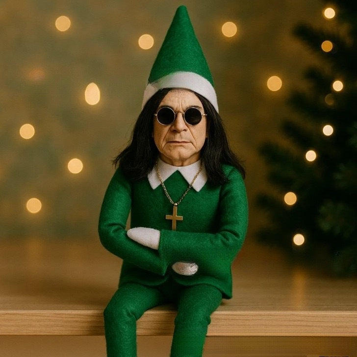 Ozzy Style Christmas Elf Resin Figurine – Holiday Decorative Ornament