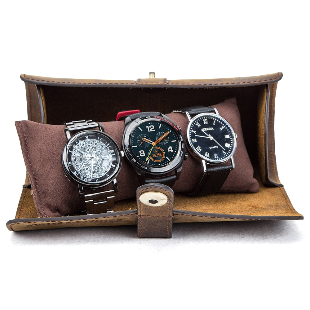 Retro leather watch boxes
