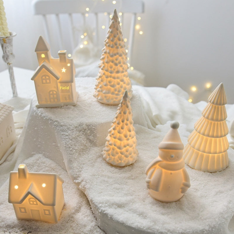 Ceramic Luminous Christmas Tree & Village Set