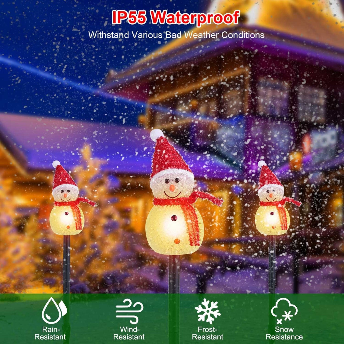 Outdoor LED Solar Snowman Trio – Waterproof Holiday Yard Lights