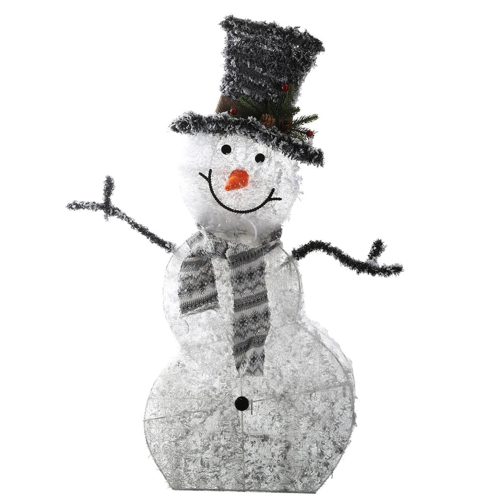 1Pc LED Christmas Snowman Decoration Light Collapsible Battery Operated Lighted Snowman Indoor Outdoor Garden Light With Removable Hands Scarf