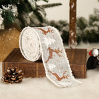 Linen Elk Christmas Tree Ribbon