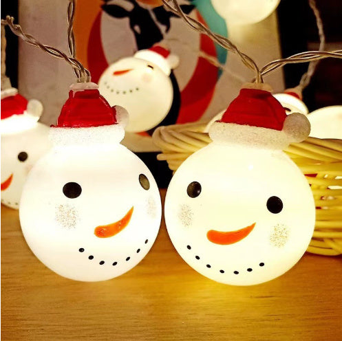 Snowman LED String Lights – Battery/USB Powered Christmas Decoration