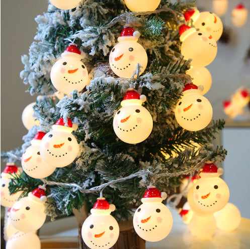 Snowman LED String Lights – Battery/USB Powered Christmas Decoration