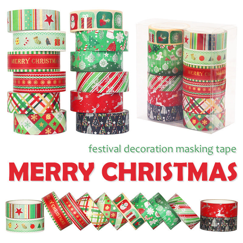 12-Piece Christmas Paper Tape Set – Festive Washi Rolls