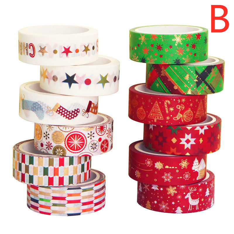 12-Piece Christmas Paper Tape Set – Festive Washi Rolls