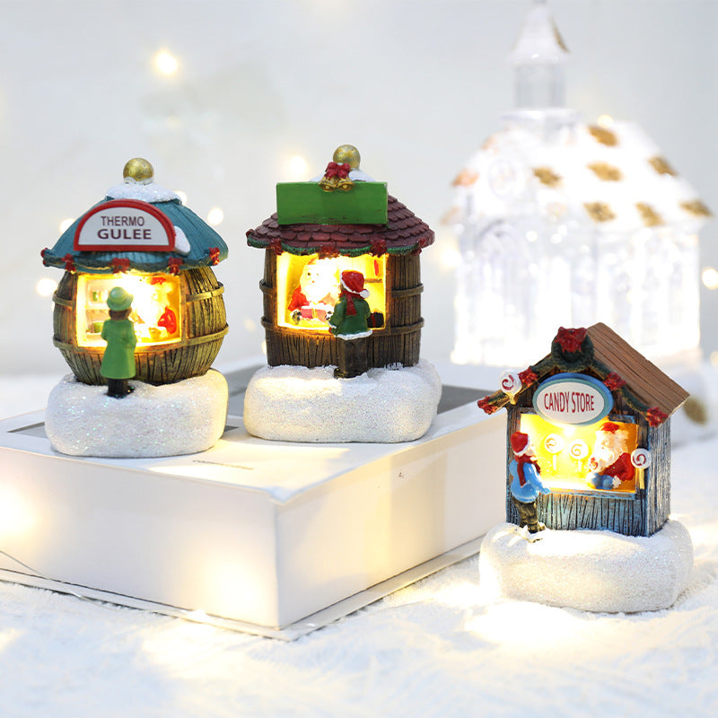Mini Christmas House Resin Ornament – Warm LED Holiday Gift