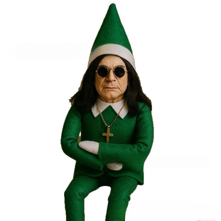 Ozzy Style Christmas Elf Resin Figurine – Holiday Decorative Ornament