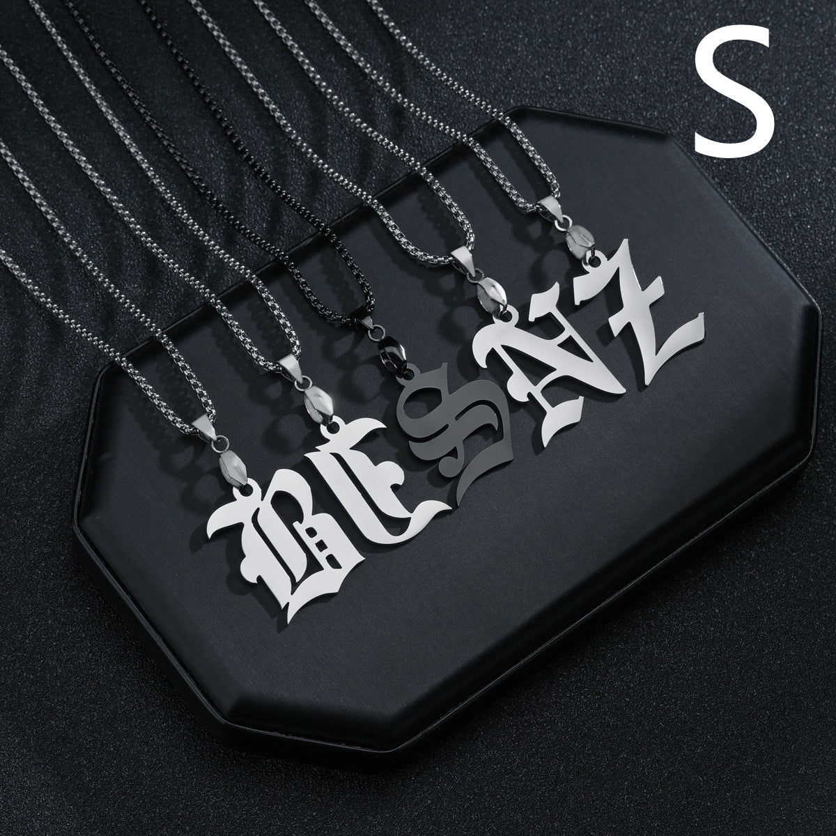 26 English Letters Military Nameplate Necklace Pendant