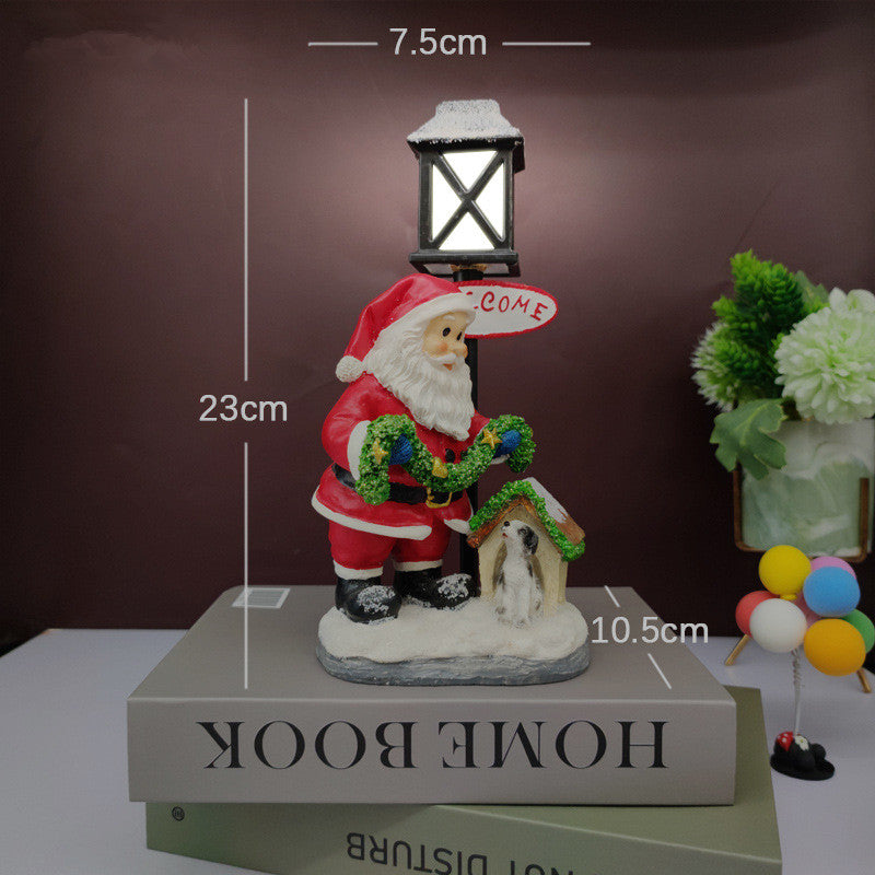 Festive Resin Sculpture Set – Christmas Lantern Snowman, Santa & Dog Ornaments