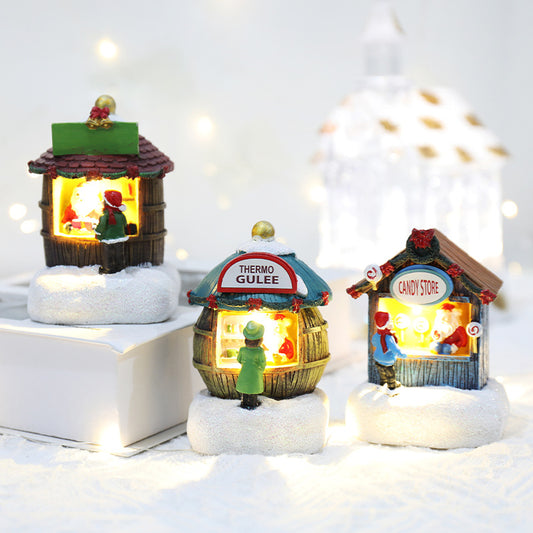 Mini Christmas House Resin Ornament – Warm LED Holiday Gift