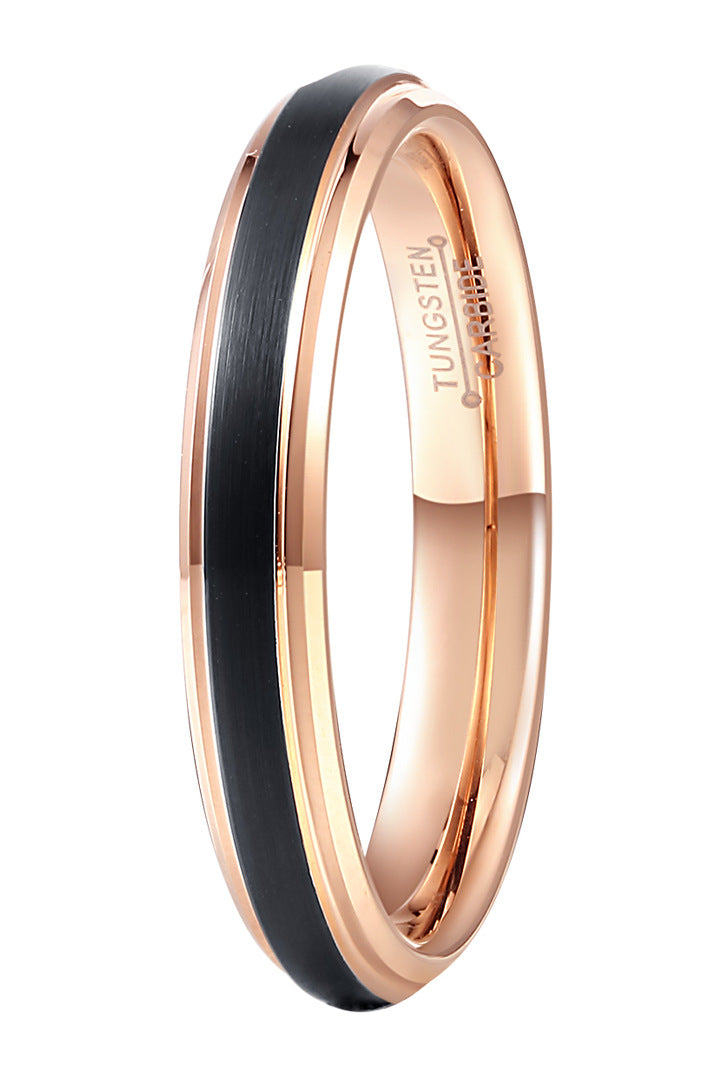 Popular Tungsten Steel Ring With Double Groove Rose Gold