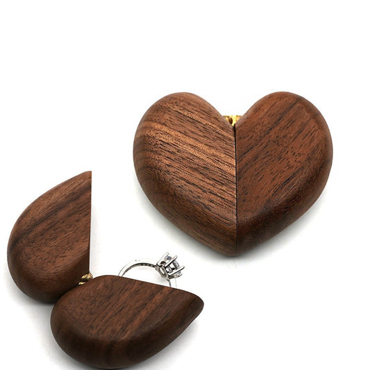 Black Walnut Ring Box Love Heart