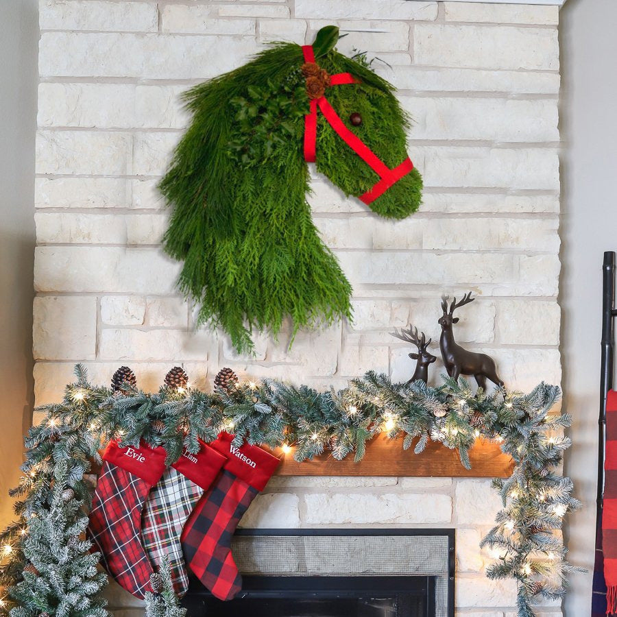 Farmhouse Double Horse Head Christmas Wreath