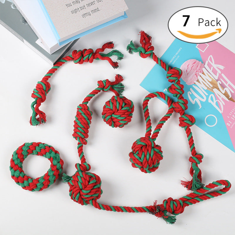 Christmas Rope Knot Dog Toy Set