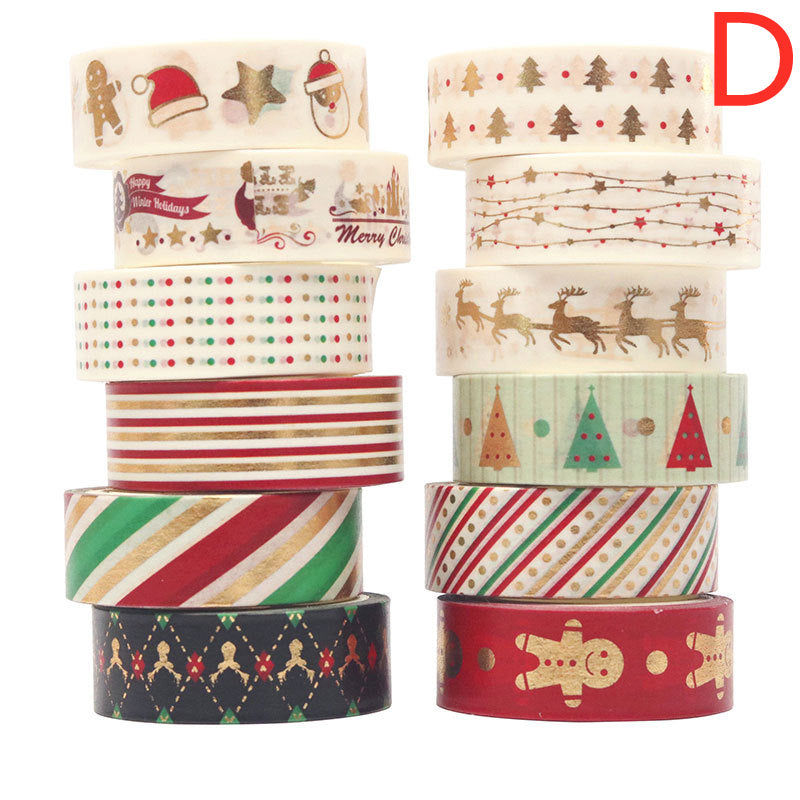 12-Piece Christmas Paper Tape Set – Festive Washi Rolls