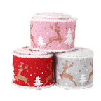 Linen Elk Christmas Tree Ribbon