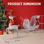 211X27.5X100cm Deer Sled, White Light, Powder Mesh, Christmas Lights, Reindeer