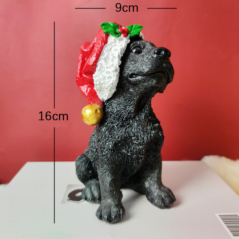 Festive Resin Sculpture Set – Christmas Lantern Snowman, Santa & Dog Ornaments