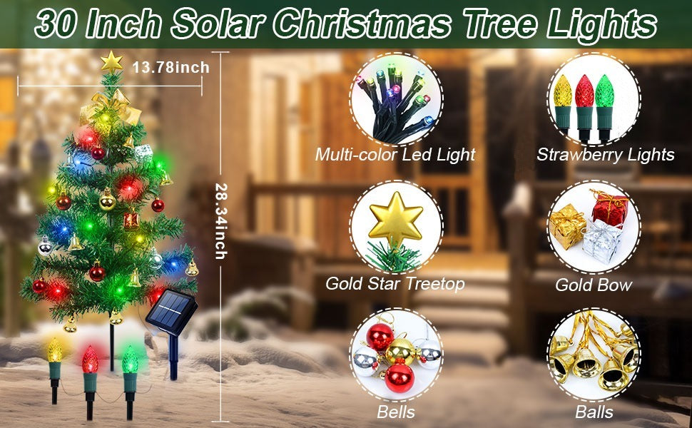 Outdoor Solar LED Christmas Trees (Pack of 2)