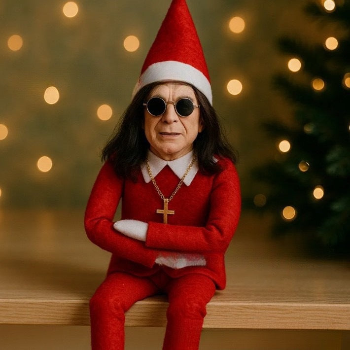 Ozzy Style Christmas Elf Resin Figurine – Holiday Decorative Ornament