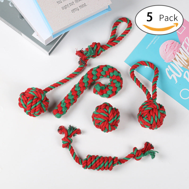 Christmas Rope Knot Dog Toy Set