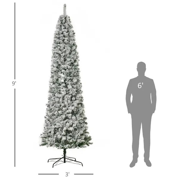 1. SnowFrost 9FT Pre-Lit Slim Christmas Tree