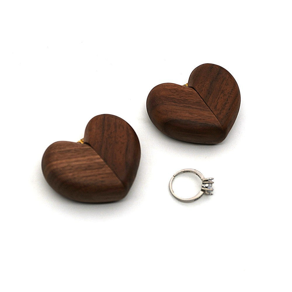 Black Walnut Ring Box Love Heart