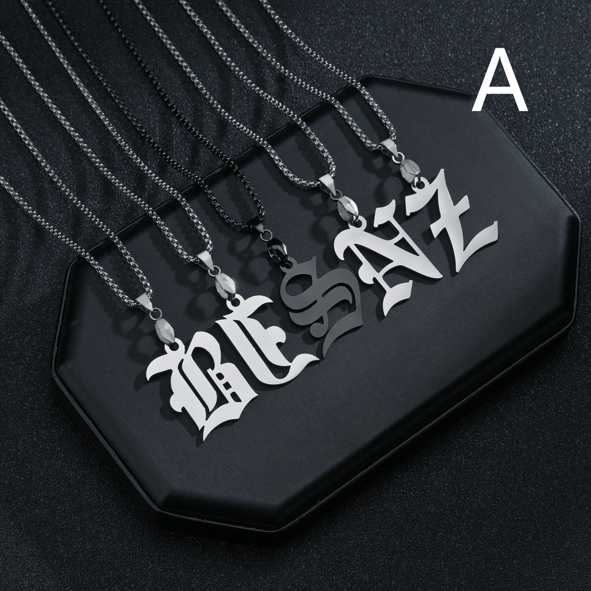 26 English Letters Military Nameplate Necklace Pendant