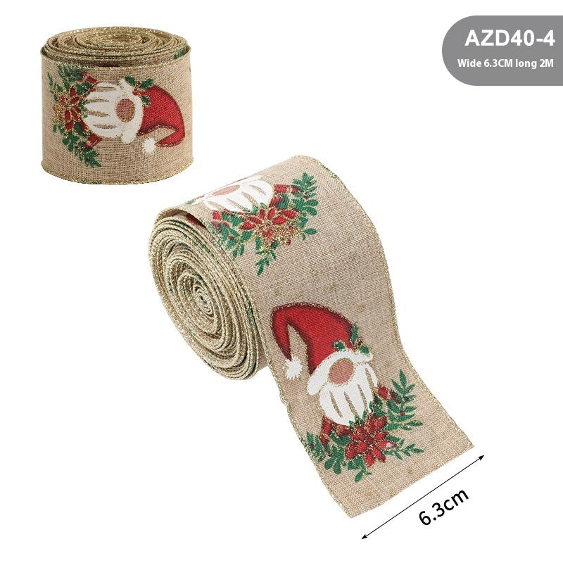 Classic Christmas Linen Craft Ribbon