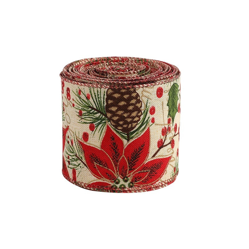 Classic Christmas Linen Craft Ribbon