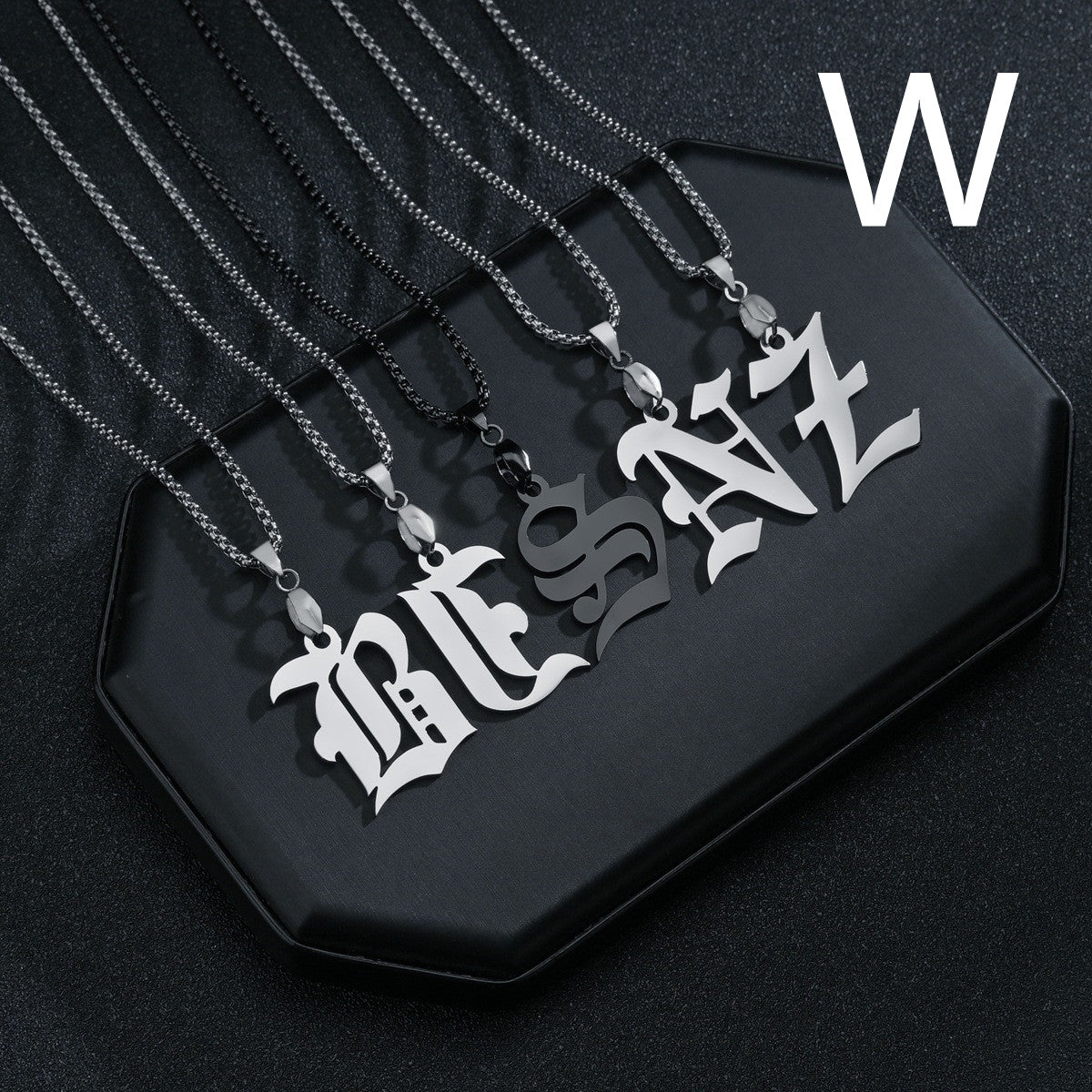 26 English Letters Military Nameplate Necklace Pendant