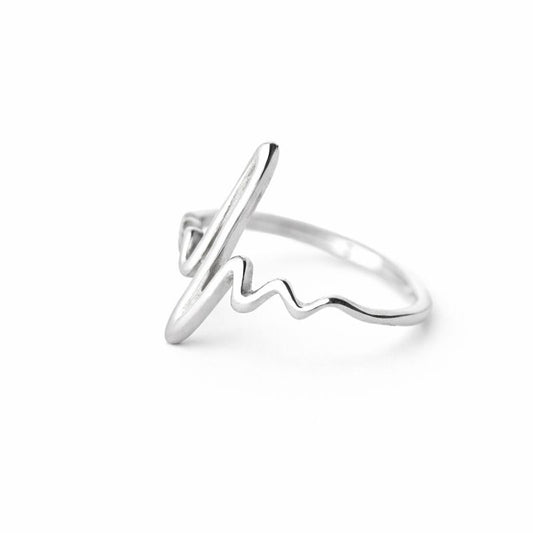S925 Silver Wave Heartbeat ECG Ring