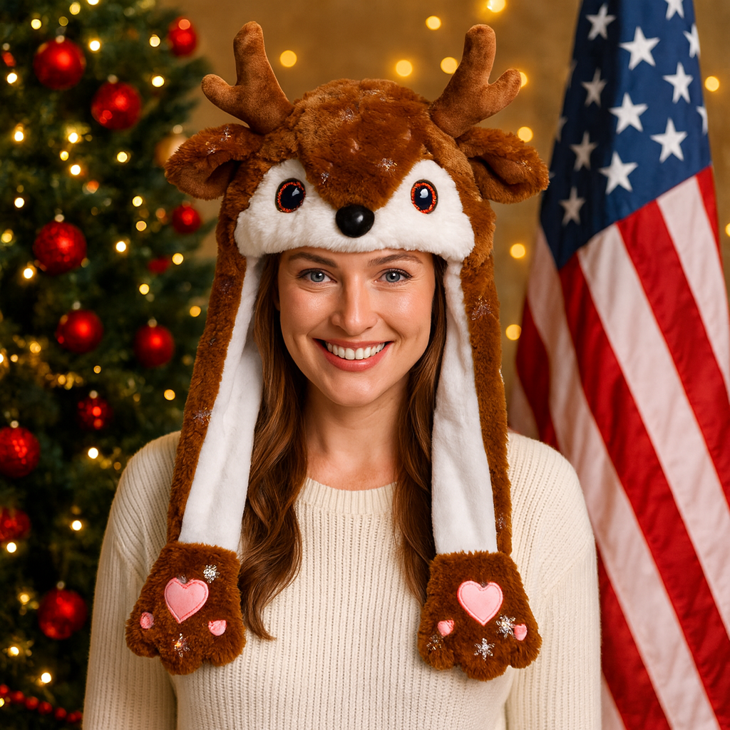 Movable Plush Xmas Hat