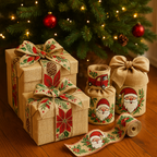 Classic Christmas Linen Craft Ribbon
