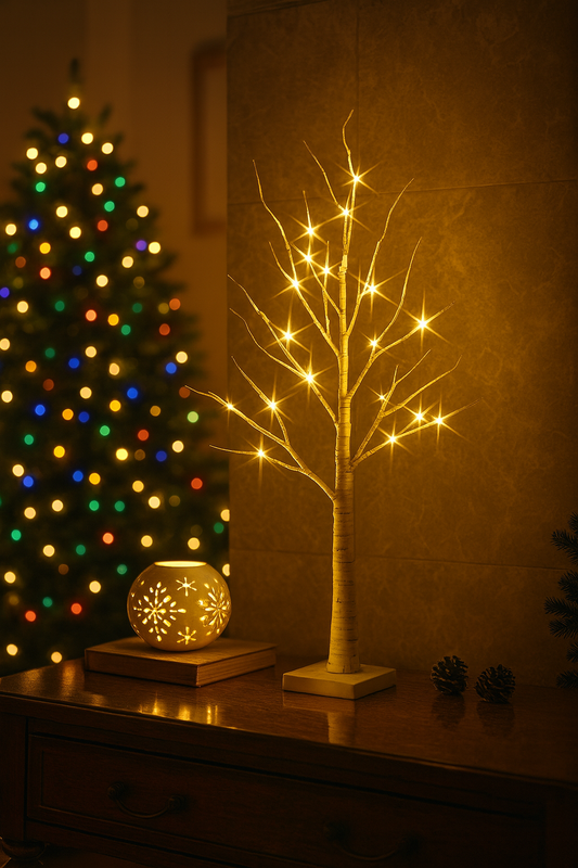 Christmas Simulation Of Birch Tree Lights