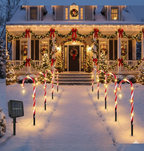 Solar Christmas Crutches Ground Plug Light Decoration Landscape Lamp