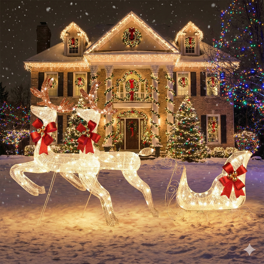 Lumina Reindeer & Sleigh LED Holiday Display