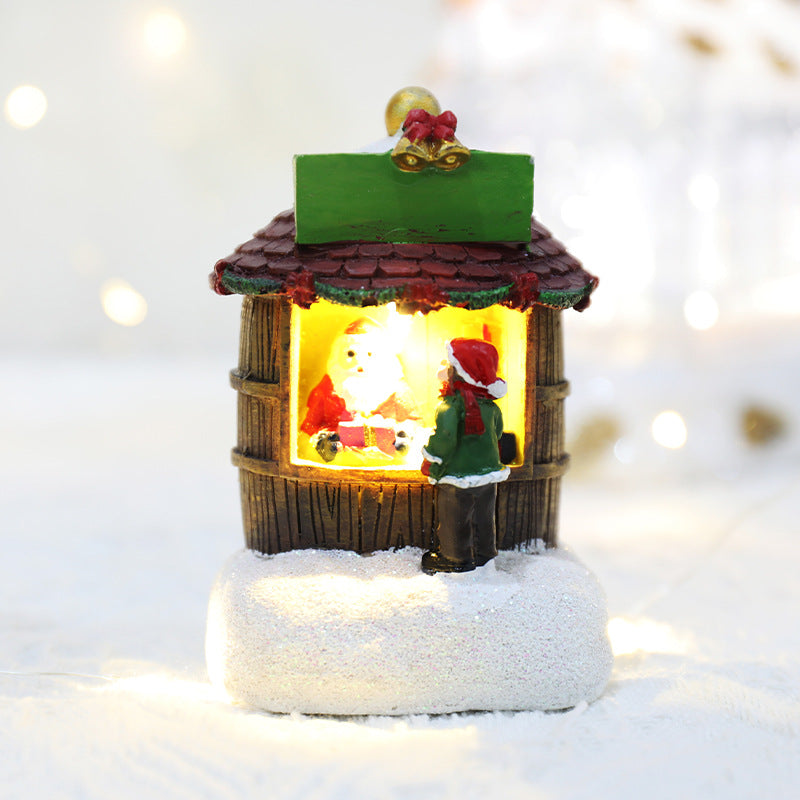Mini Christmas House Resin Ornament – Warm LED Holiday Gift