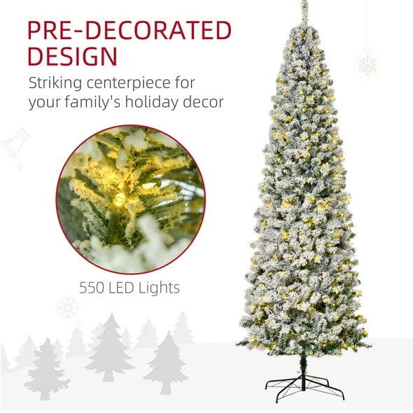1. SnowFrost 9FT Pre-Lit Slim Christmas Tree