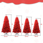 6-Foot Red Artificial Christmas Tree Halloween Tree With Metal Foldable Stand, Full Artificial Christmas Tree With 804 Branch Tips, Easy To Assemble, Indoor Holiday Decoration