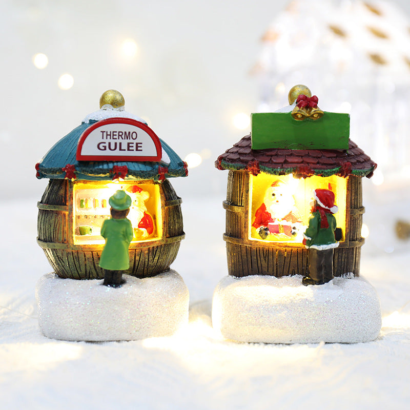 Mini Christmas House Resin Ornament – Warm LED Holiday Gift
