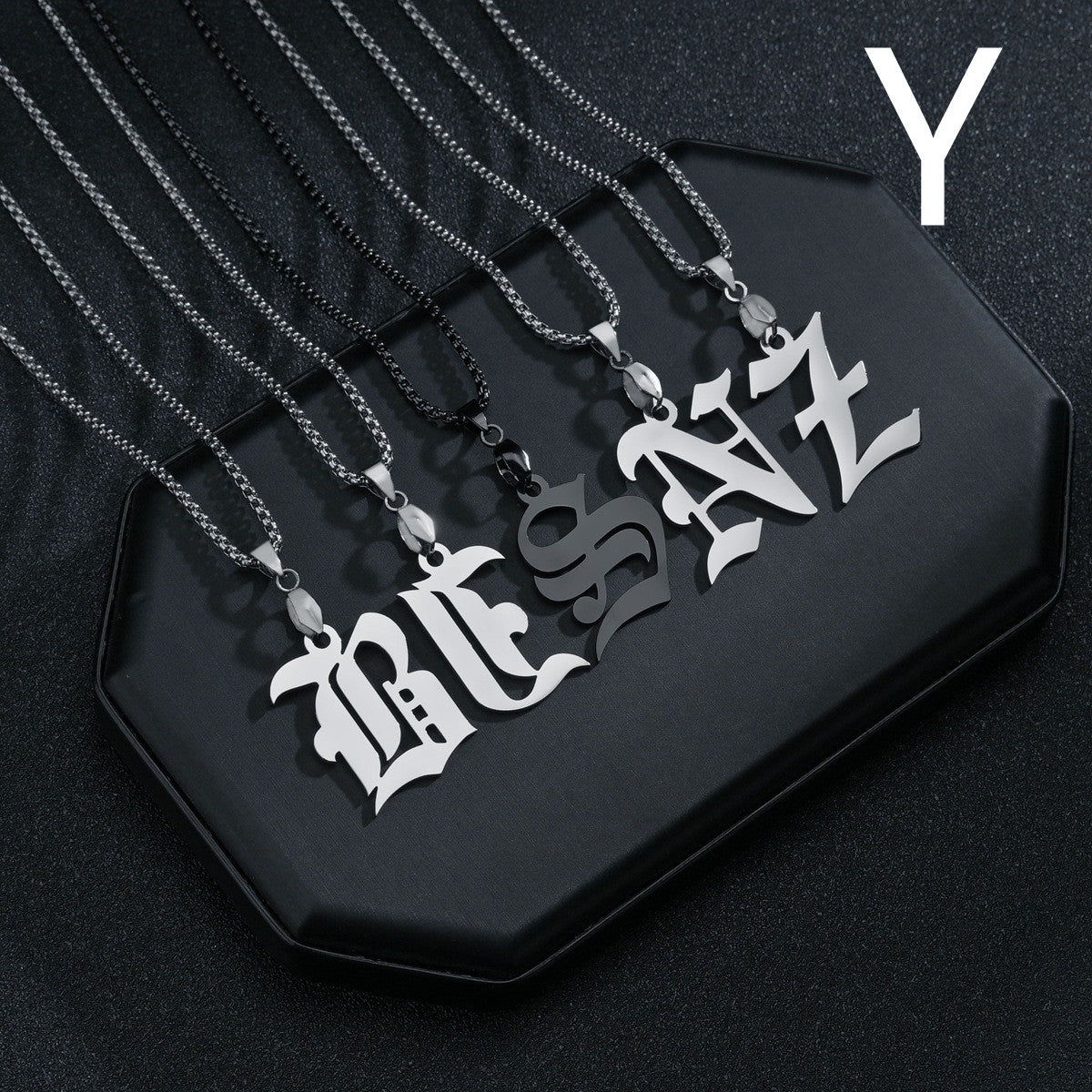 26 English Letters Military Nameplate Necklace Pendant