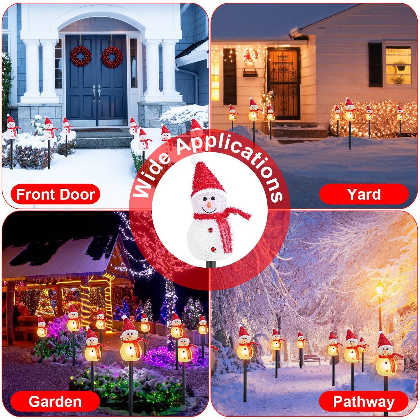 Outdoor LED Solar Snowman Trio – Waterproof Holiday Yard Lights