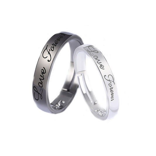 Black And White Heartbeat Couple Ring Niche Design