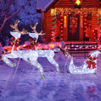 211X27.5X100cm Deer Sled, White Light, Powder Mesh, Christmas Lights, Reindeer